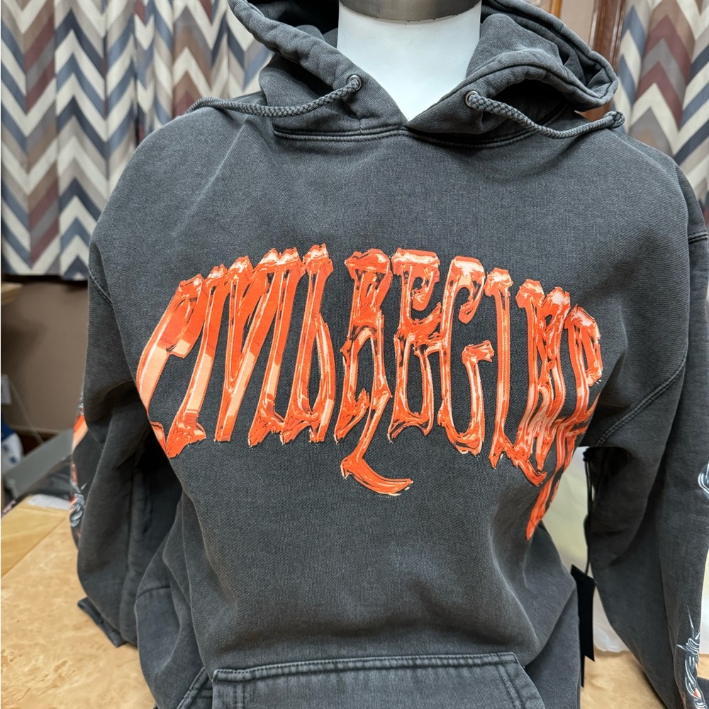 Men’s Size M CIVIL REGIME CHROME WIRE HOODIE HOODIE Orange And Black
